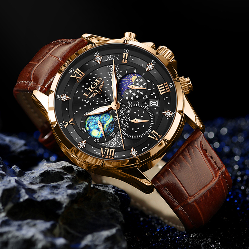 LIGE New 24 Hour Moon Phase Wa - Smartwatch Army Watches For Men review and price