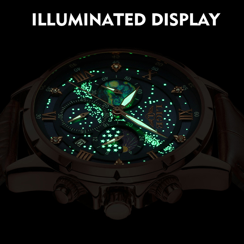 LIGE New 24 Hour Moon Phase Wa - Smartwatch Army Watches For Men review and price