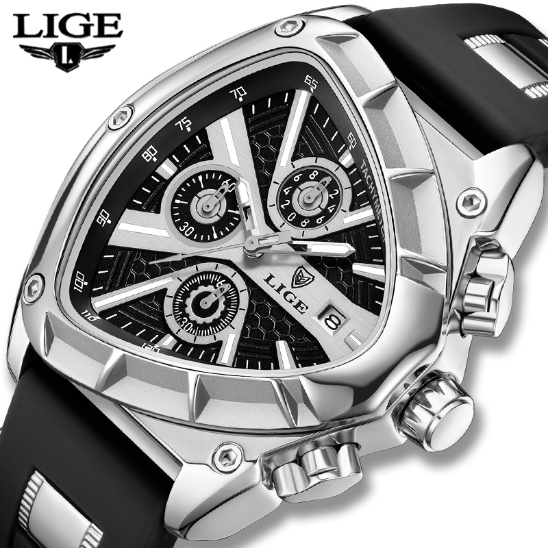 LIGE Fashion Men Watch Triangl - Smartwatch Army Watches For Men review and price