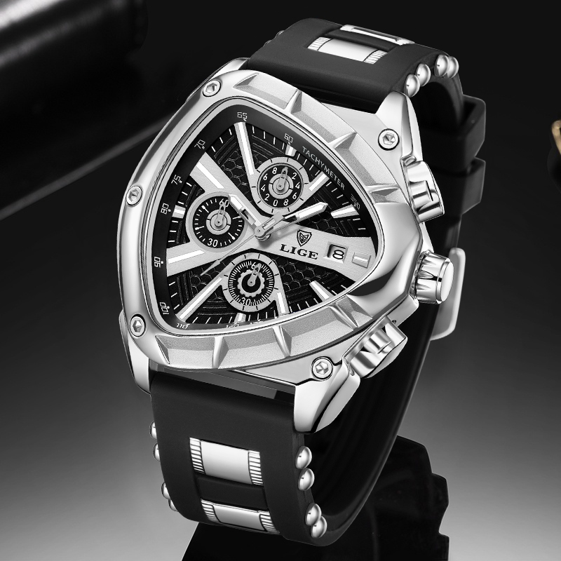 LIGE Fashion Men Watch Triangl - Smartwatch Army Watches For Men review and price