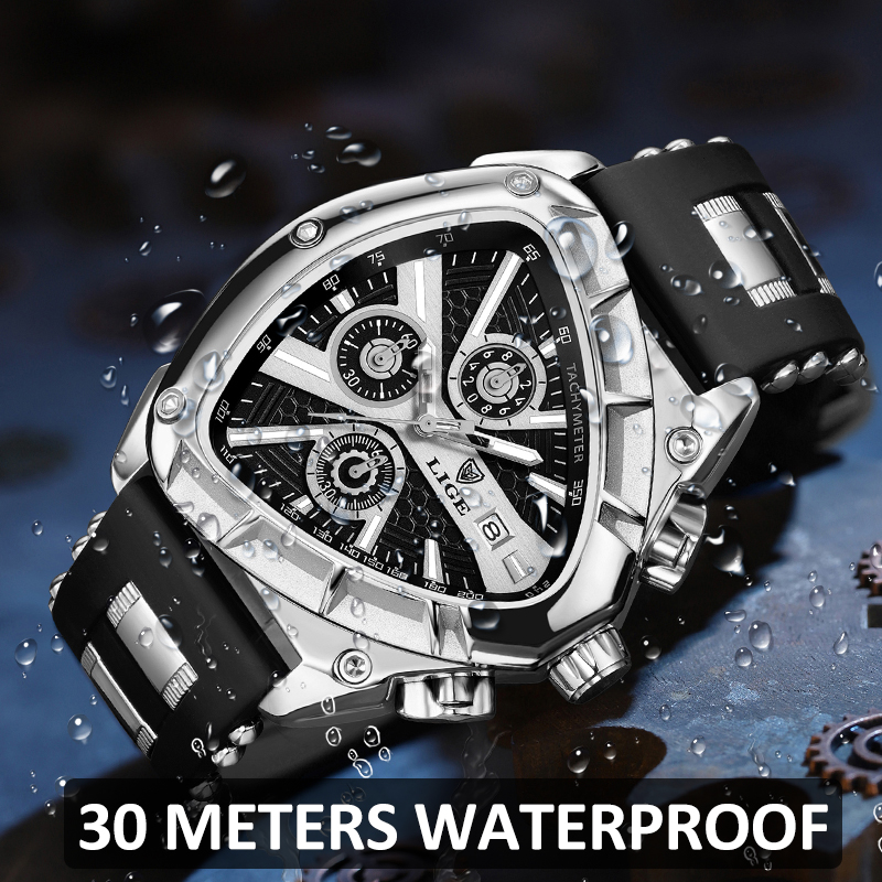 LIGE Fashion Men Watch Triangl - Smartwatch Army Watches For Men review and price