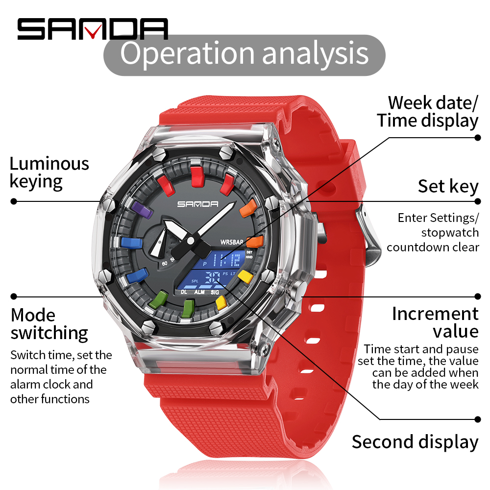 SANDA 3341Digital LED Watch Me - Smartwatch Army Watches For Men review and price